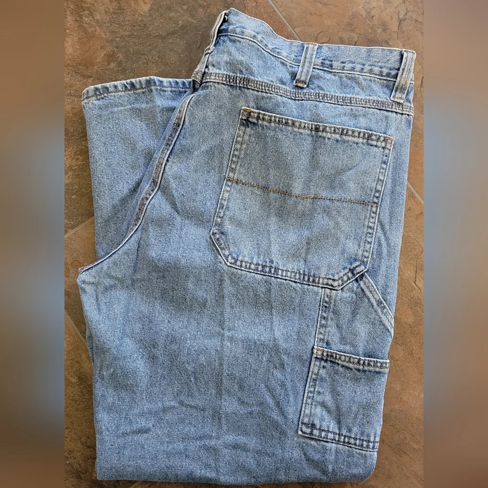 Faded Glory Blue Relaxed Carpenter Jeans Classic Denim Style Size 42 X 30